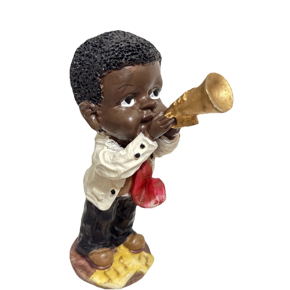 Vintage Jazz Trumpet Player Figurine Musician Statue Resin Bar Decor 6"
